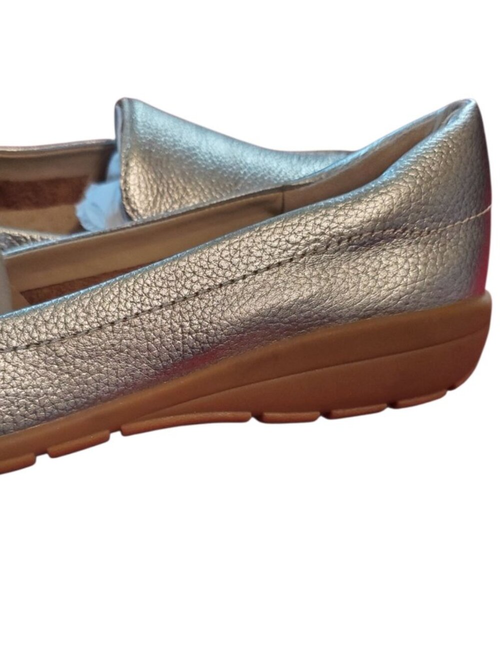 Easy Spirit Seabide Womens Leather Loafers W/Cushioned Silver Metallic Size 8M - Picture 13 of 13
